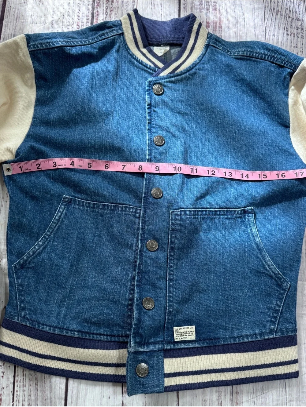 Crewcuts J.Crew Denim Varsity Jacket Boys Large 10-11